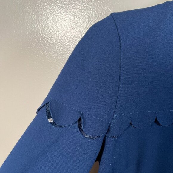 Akris Punto Scallop 2 Piece Top Skirt Size 6/8 Navy Blue Work Career Art to Wear - Picture 6 of 16